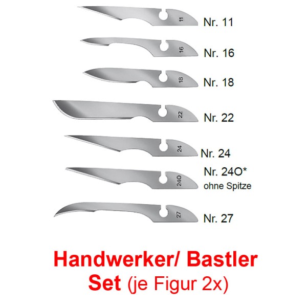 14x Bayha Skalpellklingen, Unsteril, Handwerker Mix Klingenset von Kosmetex, einzeln verpackt