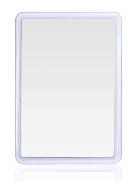 Eckiger kleiner Stellspiegel 10x14cm zum Stellen oder Hängen, Weiß