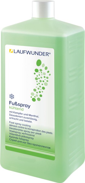 Laufwunder Fußspray Deospray bei schwitzenden und brennenden Füßen, Kabinenware 1000ml