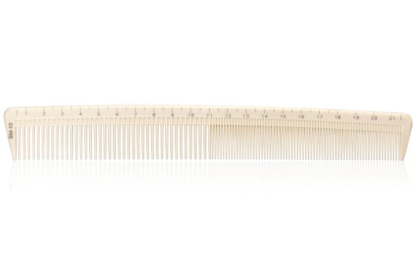 Haarschneidekamm, Frisieurkamm mit integriertem Lineal, 22cm, beige