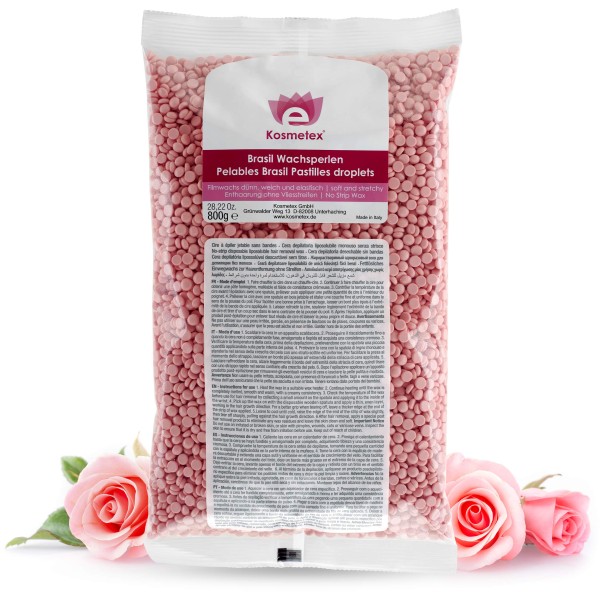 Kosmetex Brasil Wachsperlen Rosa, dünn, weich, flexibel, 800g