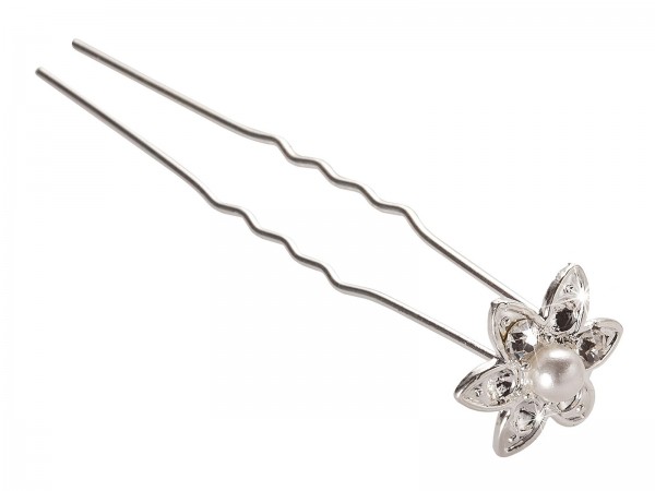 Blütenförmige Haarnadel mit Perle und Zirkon, Haar-Styling-Accessoires