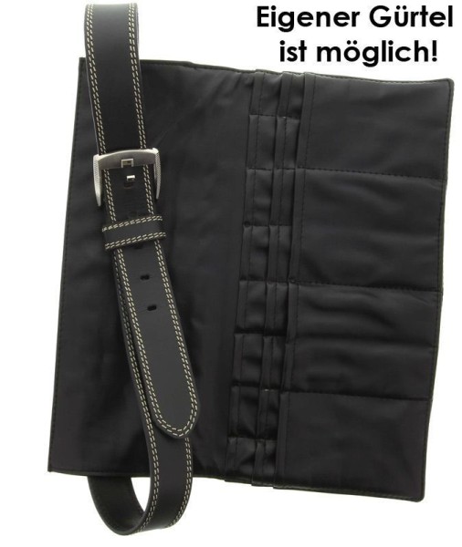 Visagisten Pinseltasche, leer, Profitasche mit Tragegürtel, Kunstleder, schwarz