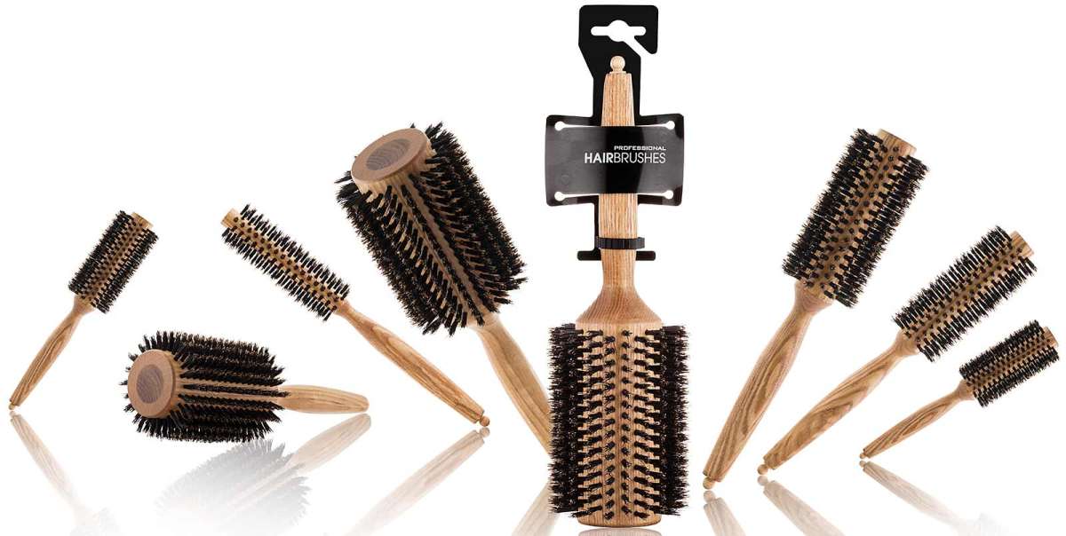 Runde Haarbürste Aus Holz Mit Wildschweinborsten – Antistatisch, Für Locken & Glätte, Größe Ca. 23,5 Cm | Ideal Für Tägliches Styling, Kopfhautmassage & Unterwegs