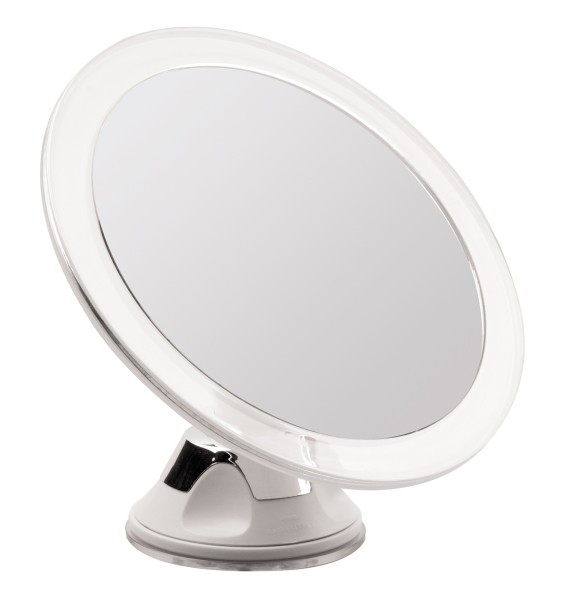 Kosmetex Spiegel, mit 5-fach Vergrößerung, Ø 12 cm, Kunststoff, Wandhalterung - Saugnapf