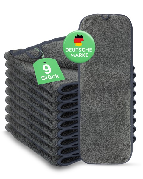 9x Graue Kosmetik Kompressentücher 70x25 flauschige weiche Premium Mikrofaser für Studio, SPA & Well