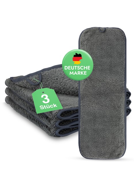 3x Kompressen Gesicht Kosmetik 70x25 grau Mikrofaser Kompressenhandtücher Weich und Flauschig für Ge