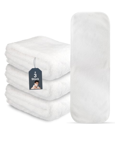 3x Rasiertuch 70x25 cm Weiß, Mikrofaser weich flauschiges Rasierer Tuch, Premium Barber Rasier-Handt