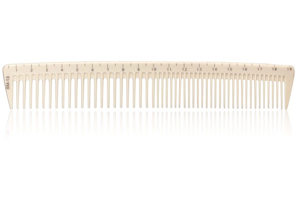 Haarschneidekamm, Frisieurkamm mit integriertem Lineal, 19,5 cm, beige