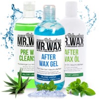 Mr. Wax 3er Set, Pre Wax Hautreiniger und After Wax Öl und Gel Aloe Vera, 3x 500ml