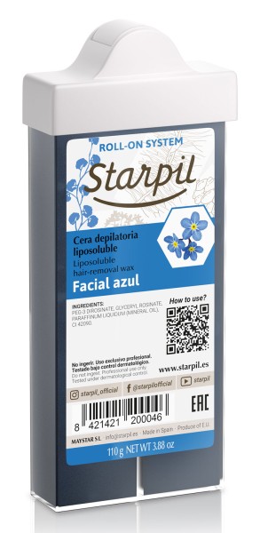 Starpil Wachspatrone Face Azulen/ Blau, schmaler Gesicht Roll-On, 110g