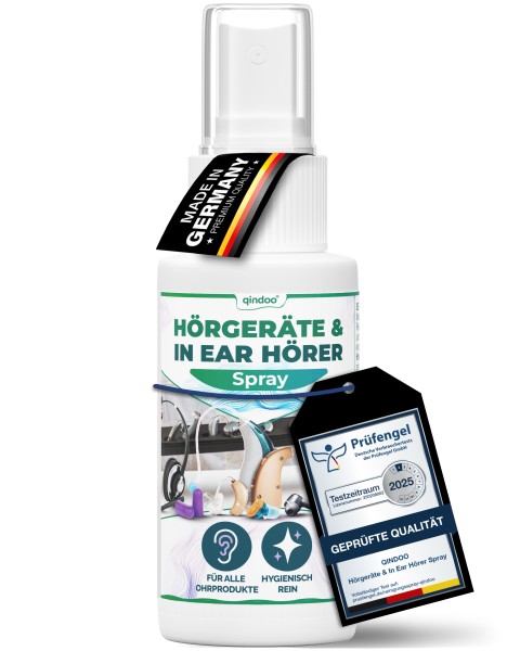 Qindoo Hörgerätereinigungsspray, reinigt Ohrenschmalz auch bei Kopfhörer, Headset oder In-Ear Ohrstö