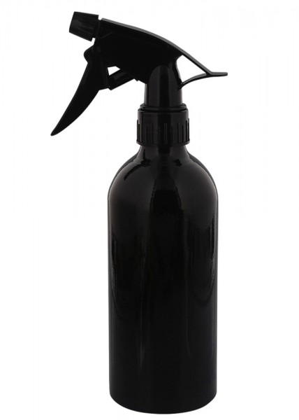 Alu Sprühflasche 450 ml Schwarz glänzend Alu-Flasche mit Zerstäuber