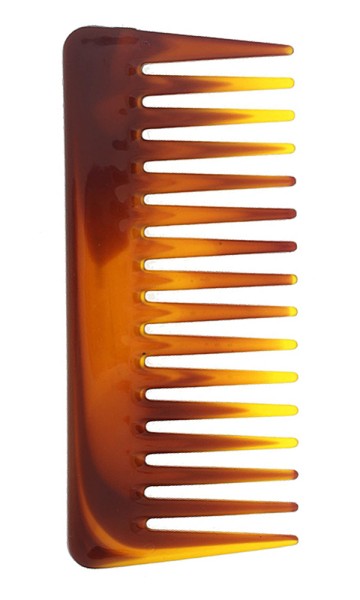 Afro Kamm, 14cm, grobe Zinken für voluminöses Haar. Locken- Nasshaarkamm-Farbe Braun Havanna bedruck