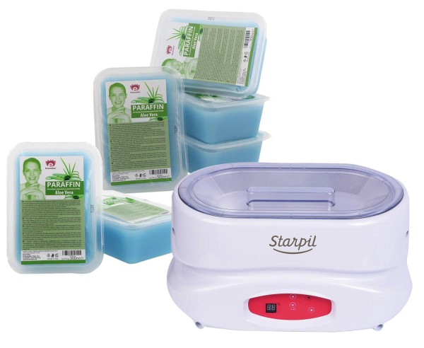 6x 500g Kosmetex Paraffin mit Starpil Erwärmer für Paraffinbad