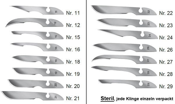 Bayha Skalpellklingen, steril, 12 Klingen einzeln verpackt