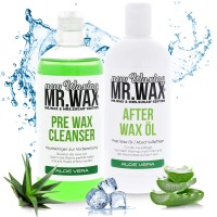 Mr. Wax 2er Set Pre Wax Hautreiniger und After Wax Öl Aloe Vera, 2x 500ml