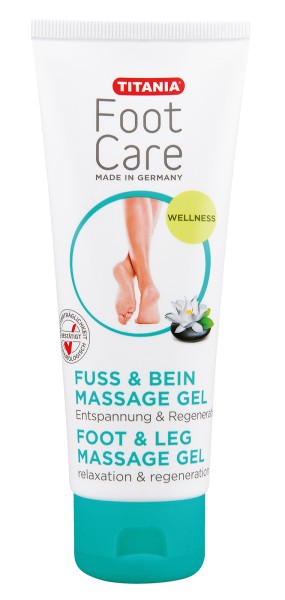 Titania Fuss und Bein Massage Gel, intensive Pflege, Entspannungsgel, Regeneration, Fußpflege, 100ml