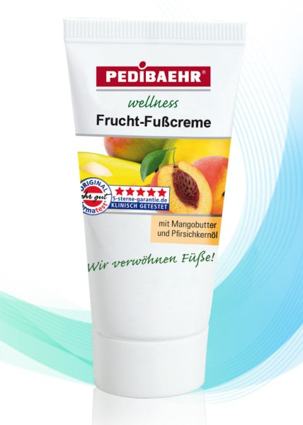 Fußbalsam, Frucht Fußcreme mit Mangobutter und Pfirsichkernöl Fusspflege für jeden Hauttyp, PediBaeh