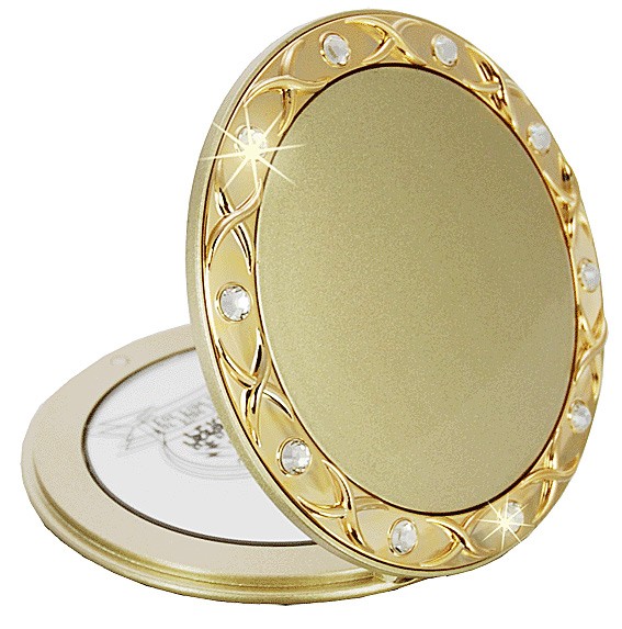 Taschen-Spiegel Gold mit 10-fach Vergrößerung, Kosmetex, Ø8cm Taschen Kosmetik-Spiegel