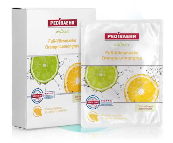 5x Paar Baehr Fußmaske, Orange-Lemongrass Fuß-Vliesmaske