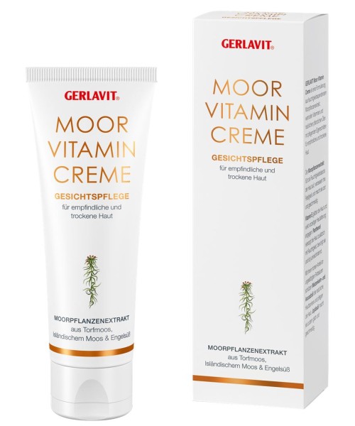 GERLAVIT Moor Vitamin Creme, Gesichtscreme Feuchtigkeitspflege für empfindliche, trockene Haut, 75ml