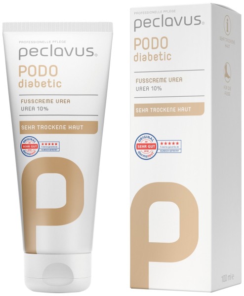 Peclavus PODOdiabetic Fußcreme Urea 10 %, Fußpflege, sofortige Hilfe bei trockener Haut