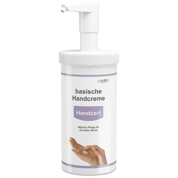 CareMed Handzart, basische Handcreme, Handpflegecreme für sensible Hände 450ml + Spender,