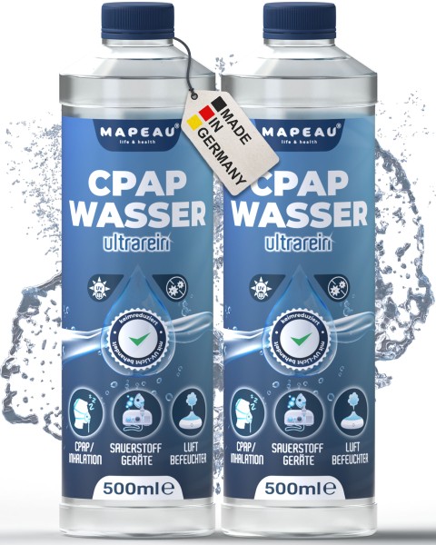 Inhalator Wasser zur Inhalation 2x 500ml CPAP Wasser I Atemgas-Befeuchtung, destilliertes Wasser I I