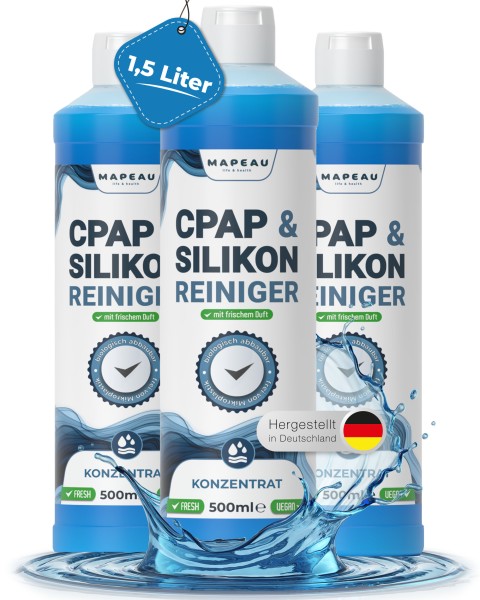 3x 500ml CPAP Reiniger Konzentrat Silikonreiniger I CPAP Maskenreiniger Schlauchreiniger, Silikon, K