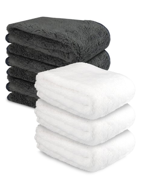 Rasiertuch 3x Weiß 3x Grau Rasur Tuch 70x25 cm, Mikrofaser weiches Rasierer Tuch, Premium Rasier-Han