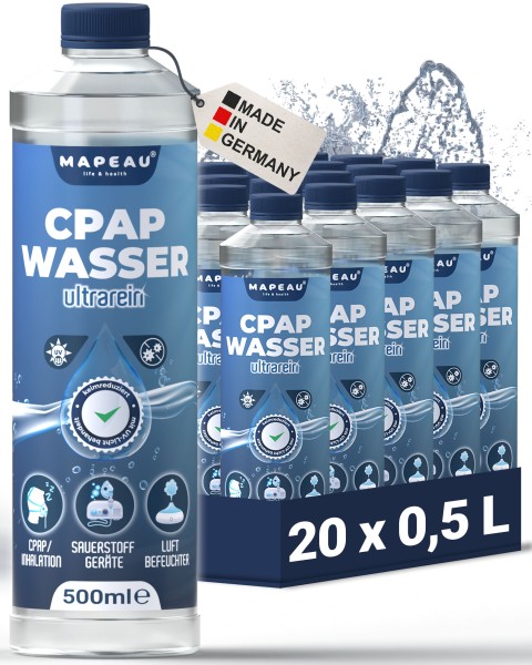 20x CPAP Wasser für Sauerstoff-Geräte, CPAP-Geräte, Atemgasbefeuchtung, destilliertes Wasser für Inh