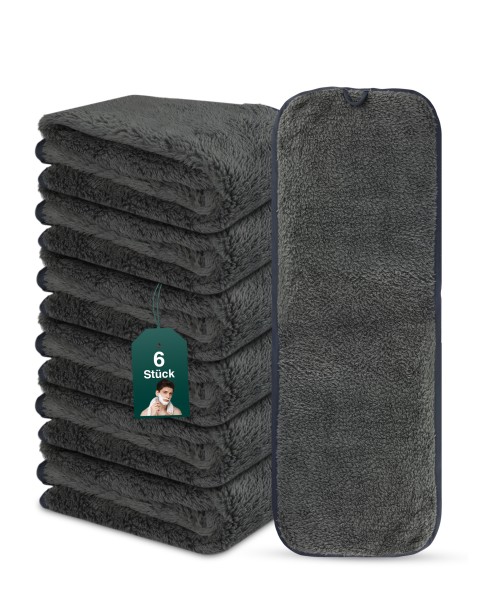 6x Rasurtuch 70x25 cm Anthrazit, Mikrofaser weich flauschiges Rasur Tuch Grau, Premium Rasur-Handtuc