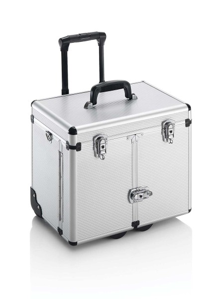 Friseurkoffer mit Rollen Trolley, Friseur Koffer Werkzeug Kosmetik Nail Mobil Trolley Tasche, Silver