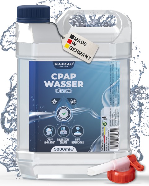 5L CPAP Wasser für Sauerstoffgeräte mit Auslaufhahn, Luftbefeuchter Wasser, CPAP-Geräte Atemgasbefe