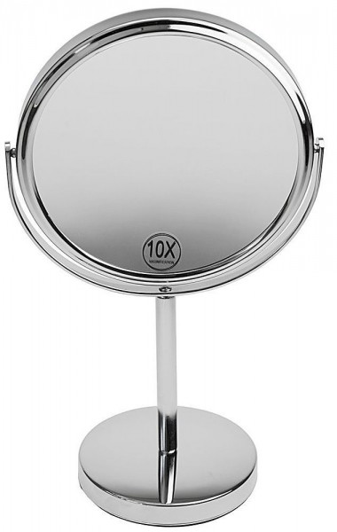 Stand-Spiegel mit 10-fach Vergrößerung, Metall, 2 Spiegelflächen, Kosmetik-Spiegel