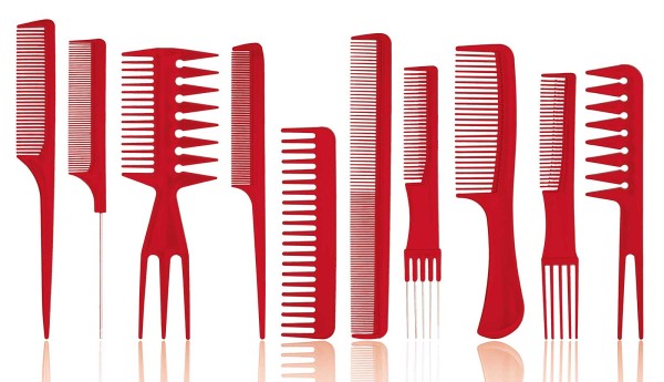 10er Kamm Set, rot, professioneller Haarstyling-Kämme