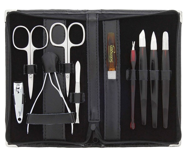 Maniküre-Set, 10 tlg., Kosmetex Etui mit Rindsleder gefüttert mit feinsten Solinger Maniküre Instrum