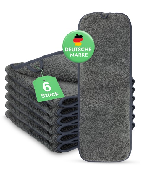 6x Wellness-Kosmetik Kompressentuch anthrazit 70x25 cm weiche und flauschige Mikrofaser für Gesicht