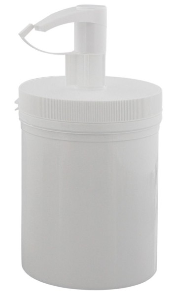 Creme-Pumpspender 1000ml/ 1 Liter, leere weiße Dose mit Kosmetex Pumper