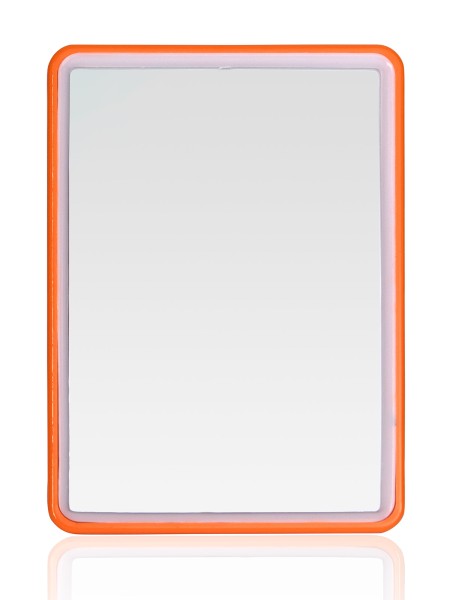 Eckiger kleiner Stellspiegel 10x14cm zum Stellen oder Hängen, Orange